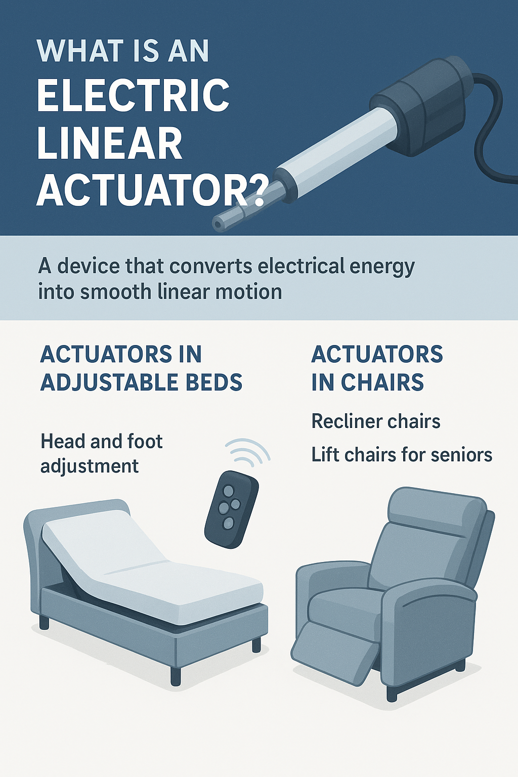 Beds and Chairs Adjustments using Electric Linear Actuator