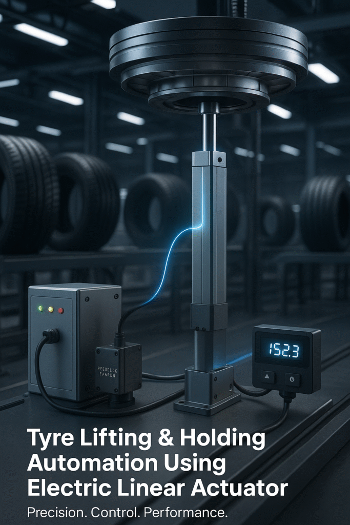Tyre Lifting & Holding using Electric Linear Actuator in Tyre Manufacturing Company