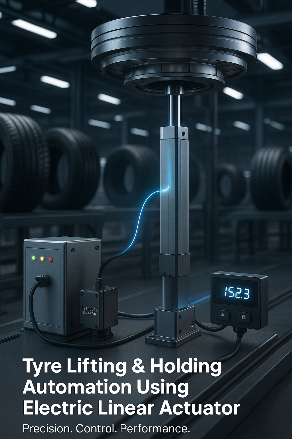 Tyre Lifting & Holding using Electric Linear Actuator in Tyre Manufacturing Company