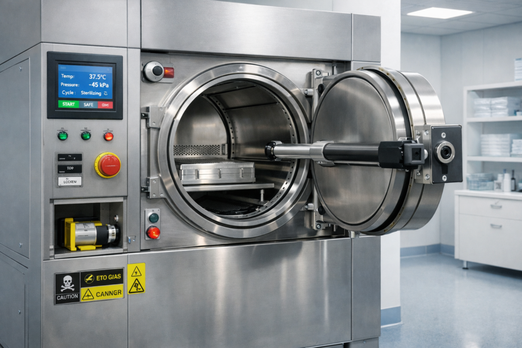 Revolutionary ETO Cartridge Autoclave Open With The Electric Actuator