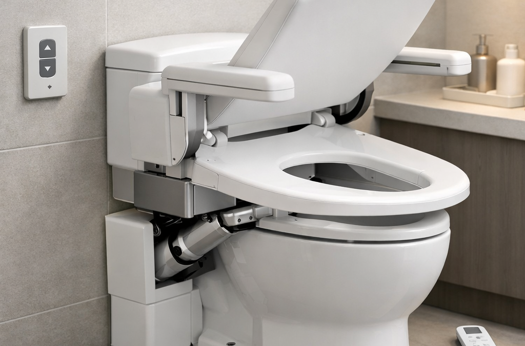 Electric Automatic Toilet Seat with Liftable Chair using Actuators, Control unit, remote